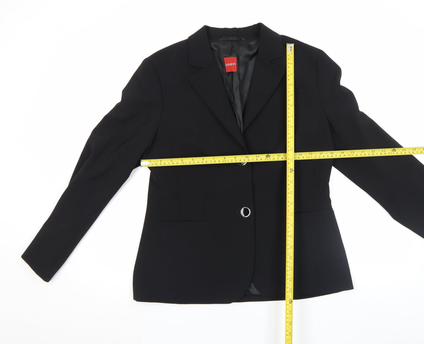 Olsen Womens Black Wool Blend Single-Breasted Blazer Size 12