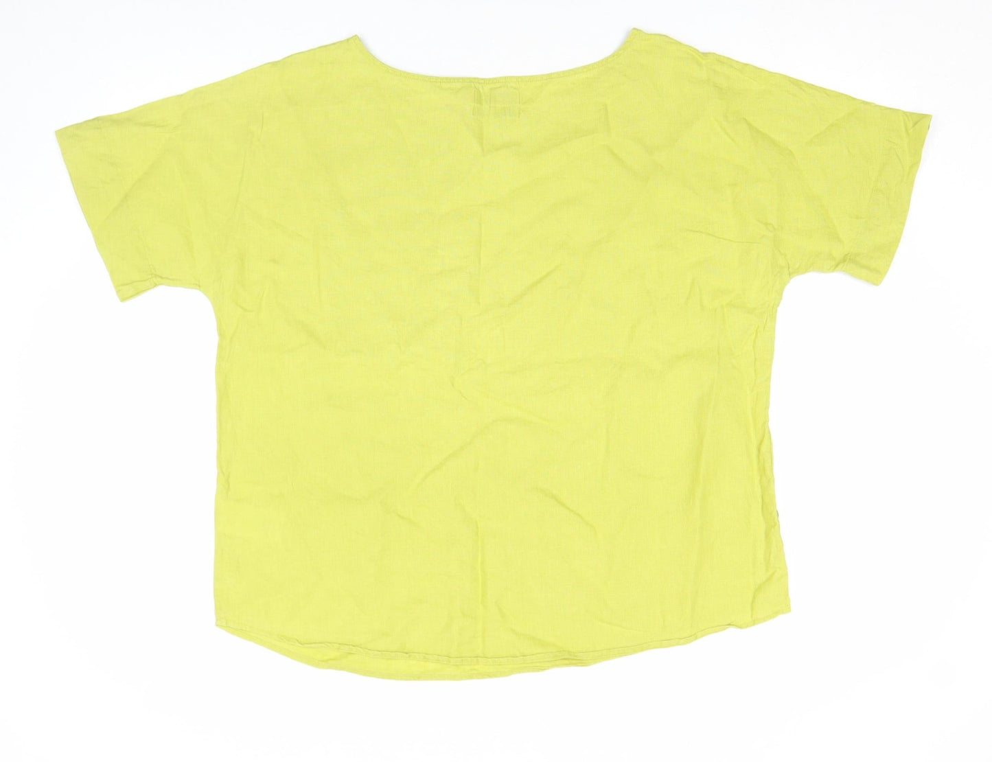 Farhi by Nicole Farhi Women's Green Linen Short Sleeve Blouse Size XL