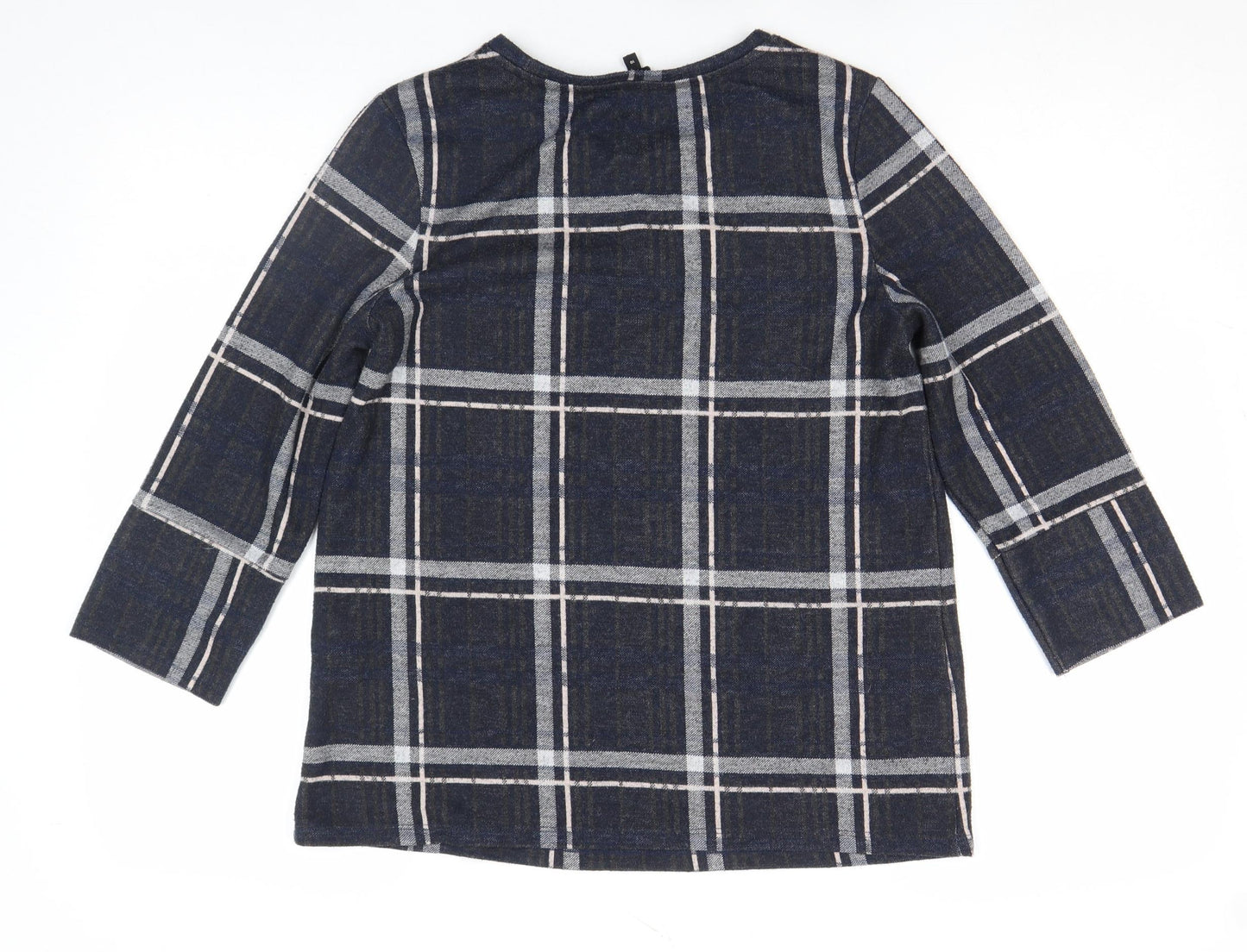 Next Womens Blue Plaid Embroidered Tunic Blouse Size 10