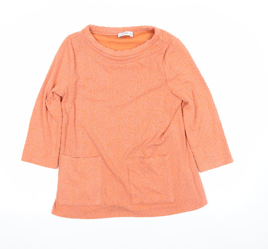 Gallery Women’s Orange Tunic Blouse S 3/4 Sleeve Round Neck