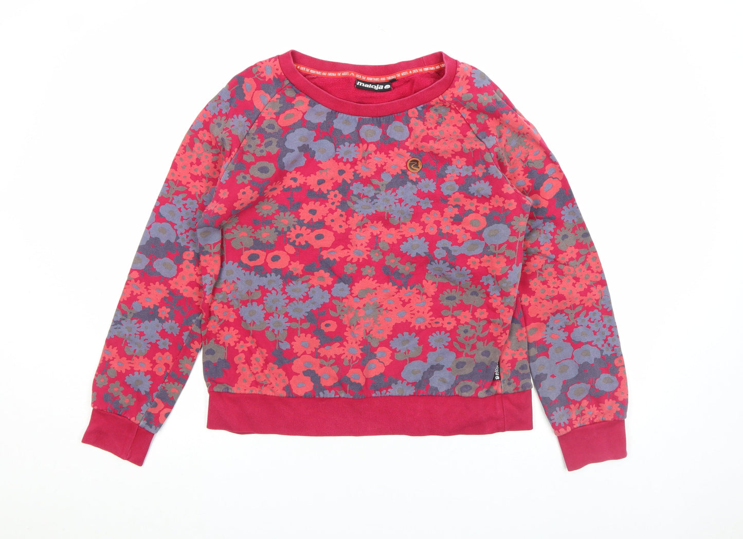 Maloja Womens Red Floral Pullover Sweatshirt Size M Cotton Blend