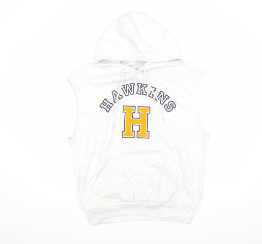 Stranger Things Hawkins H White Sleeveless Hoodie Men’s M