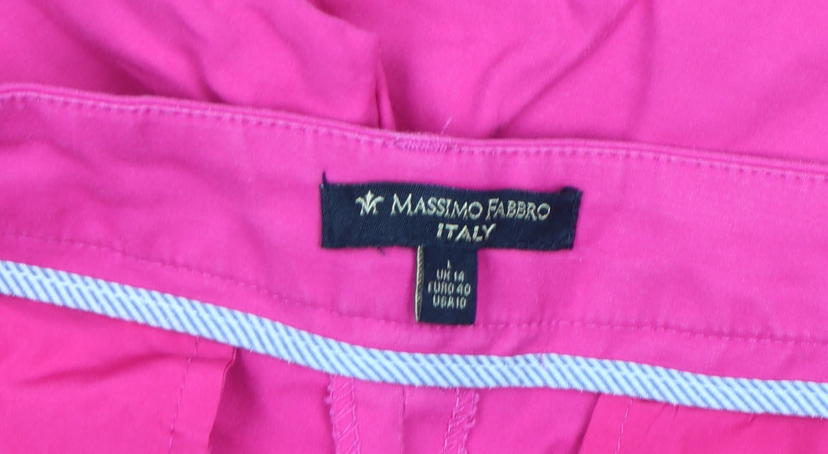 Massimo Fabbro Women's Pink Capri Cotton Trousers Size 14