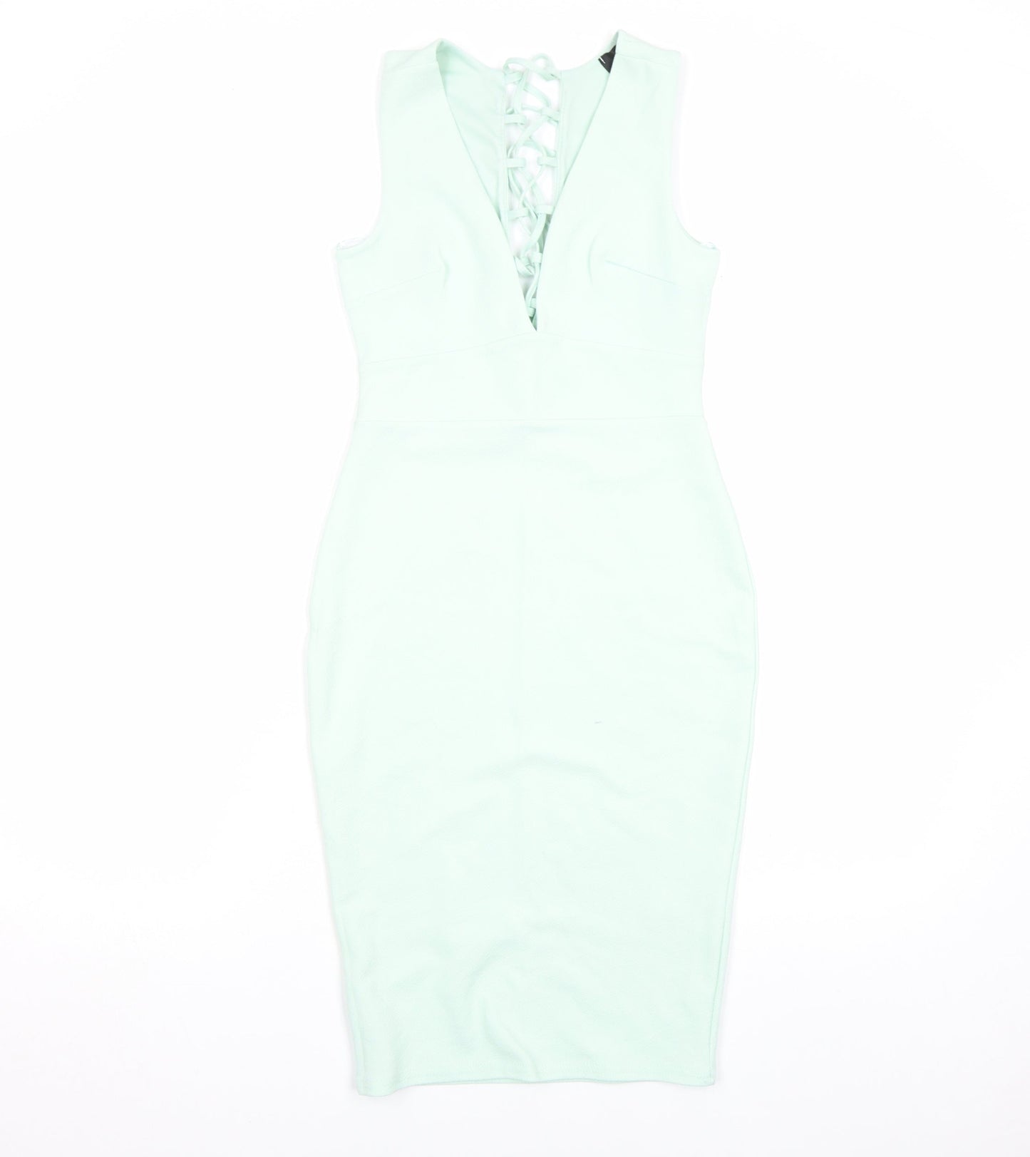Jane Norman Women’s Green Lace Up Back Bodycon Midi Dress Size 6