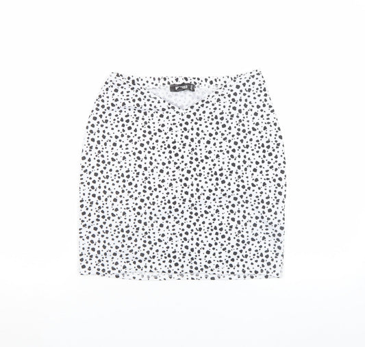 Missguided Women’s White Animal Print Stretch Pencil Skirt Size 8