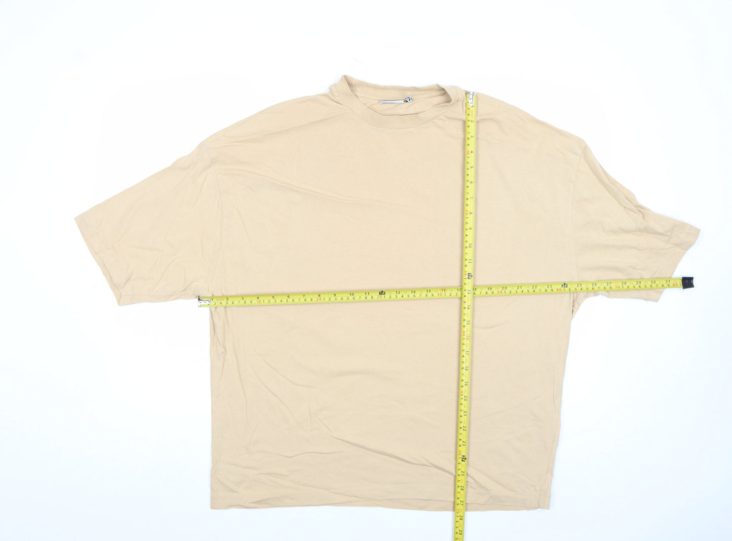 ASOS DESIGN Men's Beige Cotton Relaxed Fit Short Sleeve T-Shirt M