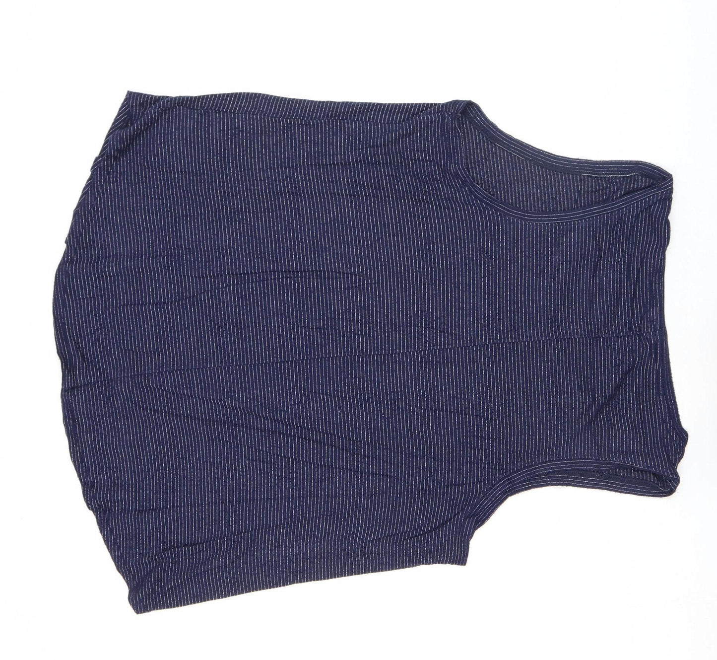 GAP Womens Blue Striped Tank Top Size L Cotton Modal Jersey Scoop Neck