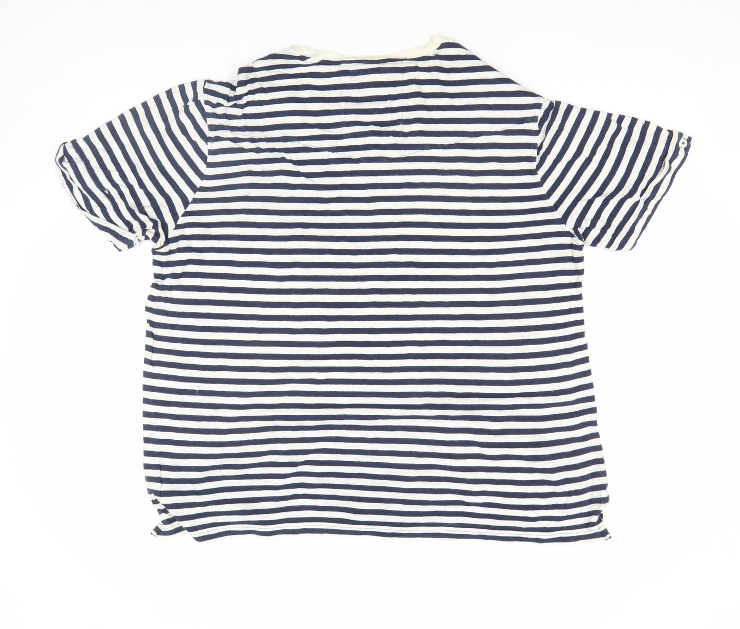 Luke Men's Blue White Striped Nautical Crew Neck Cotton T-Shirt XL