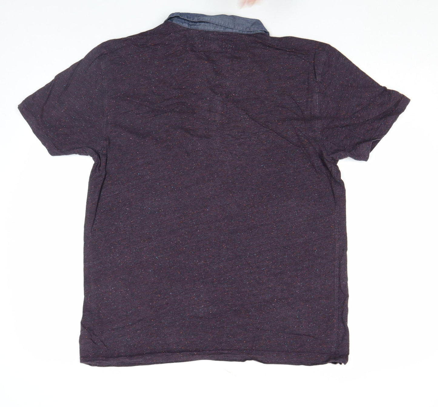 Next Men's Purple Short Sleeve Button-Down Polo Shirt Size L