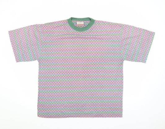 River Mountain Men's Multicoloured Geometric Retro T-Shirt L