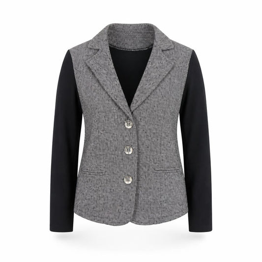 Nwillow Women Grey Tweed Blazer Jacket M Long Sleeve Classic Workwear