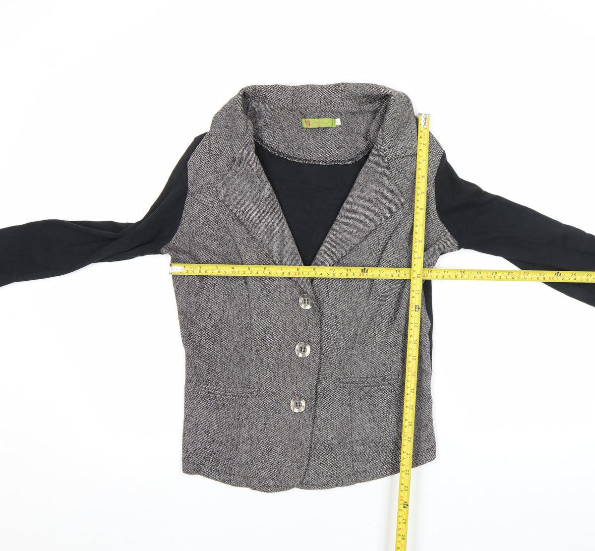 Nwillow Women Grey Tweed Blazer Jacket M Long Sleeve Classic Workwear