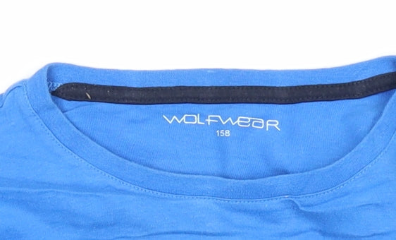 Wolfwear Boys Blue Long Sleeve Graphic Car T-Shirt Size 158 Cotton
