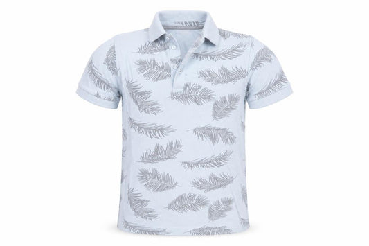 Next Boys Blue Feather Print Cotton Polo Shirt 10 Years