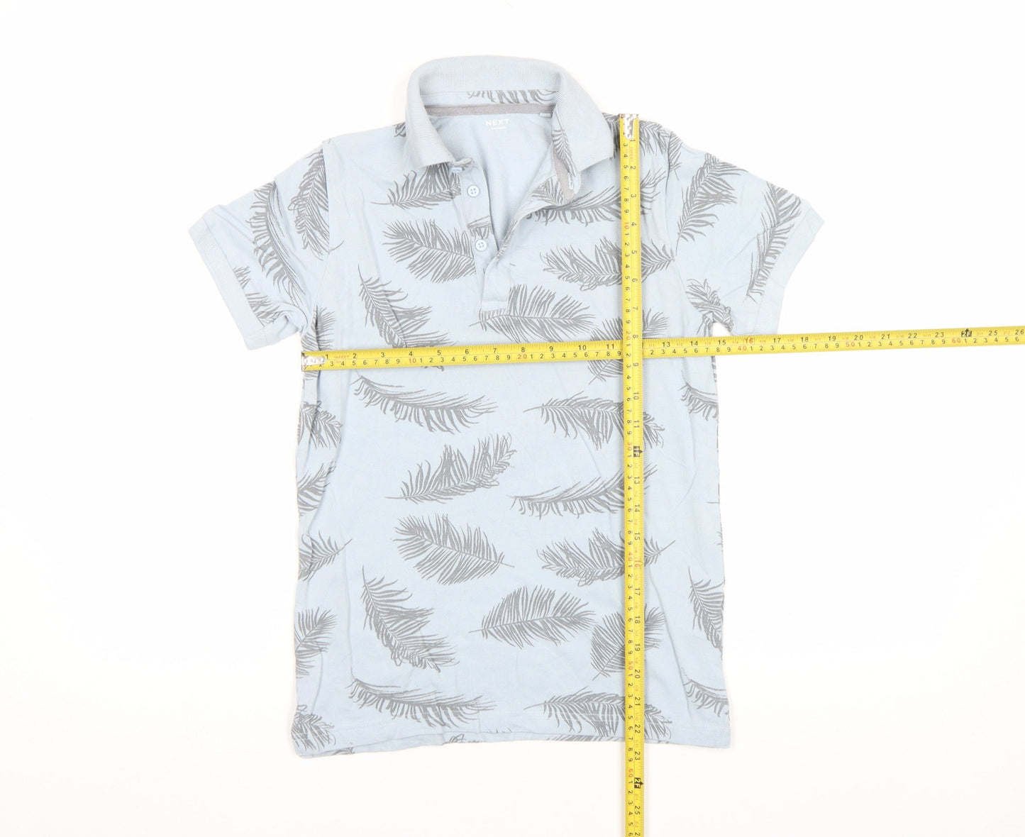 Next Boys Blue Feather Print Cotton Polo Shirt 10 Years