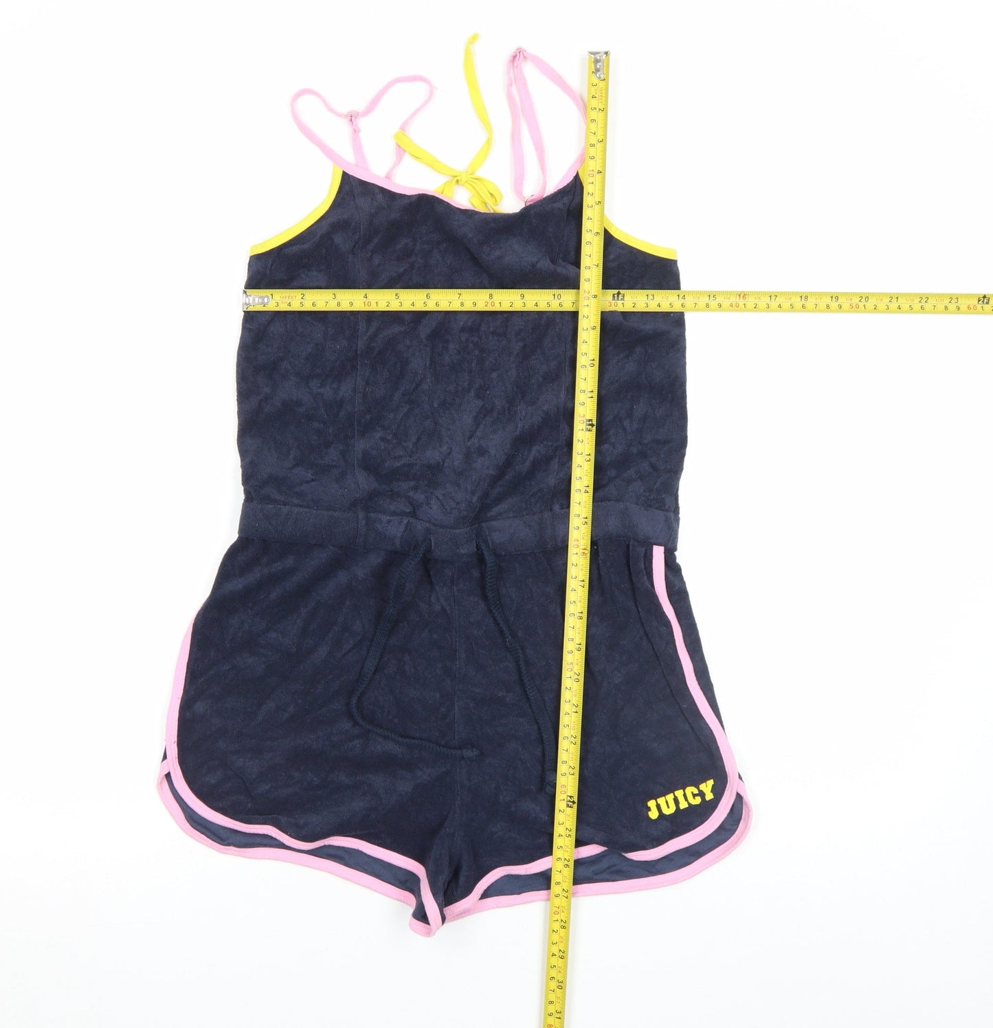 Juicy Couture Navy Playsuit Women’s M Velour Drawstring Trimmed Romper