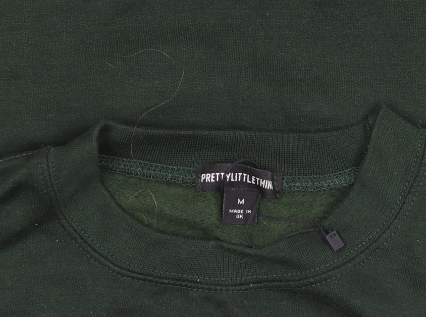 PrettyLittleThing Unisex Green Crew Neck Graphic Sweatshirt M