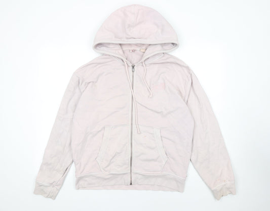 Levi's Women Pink Full Zip Hoodie Size L 100% Cotton Casual