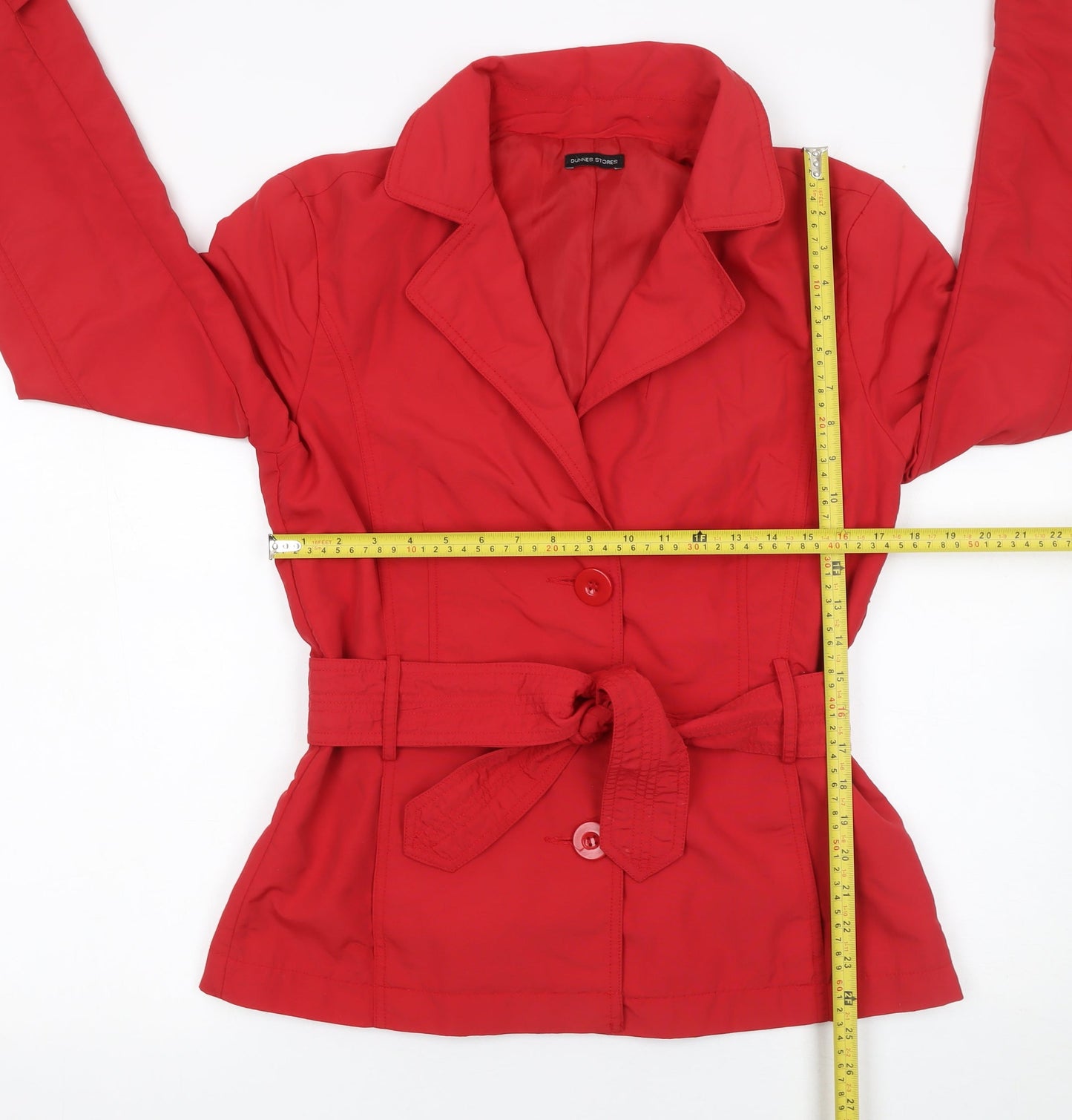 St. Bernard Women Red Belted Trench Jacket Size 12