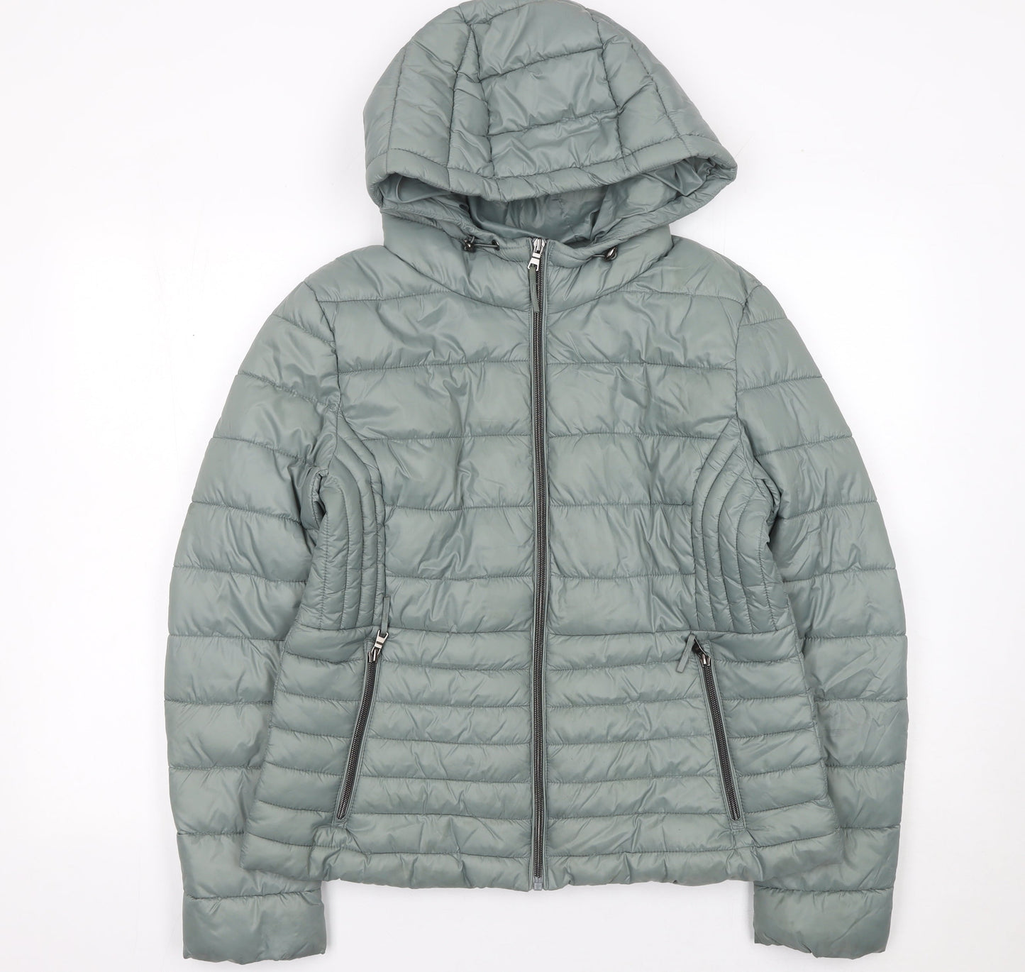 Primark Cares Women’s Grey Puffer Jacket Hooded Quilted Size 12/14