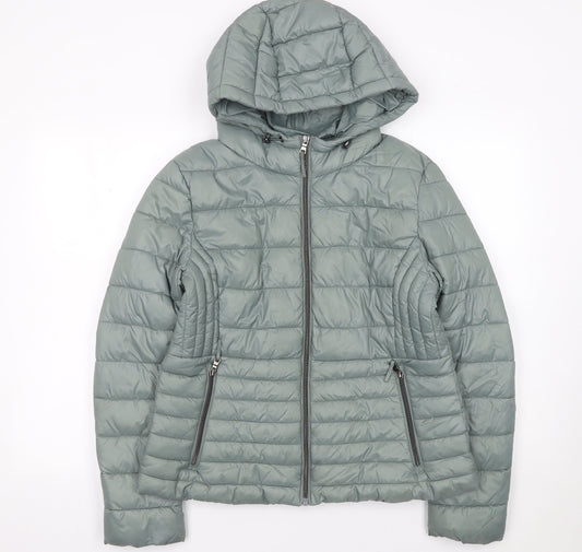 Primark Cares Women’s Grey Puffer Jacket Hooded Quilted Size 12/14