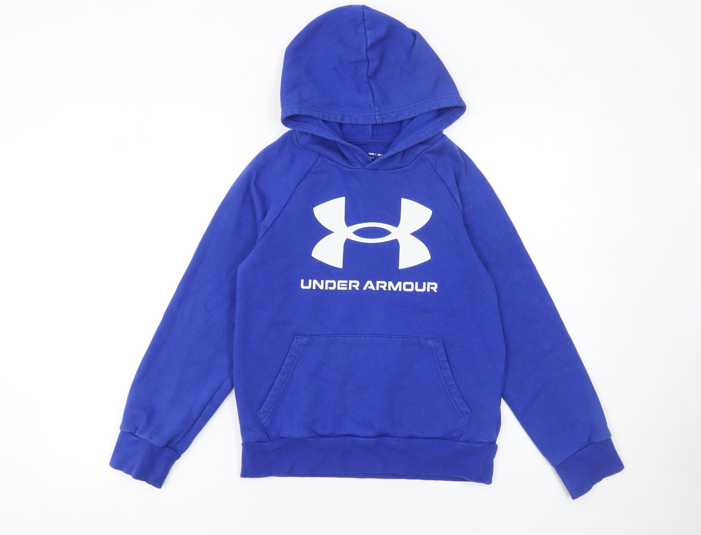 Under Armour Boys Blue Pullover Hoodie Size 10 Years Fleece Logo Sweatshirt