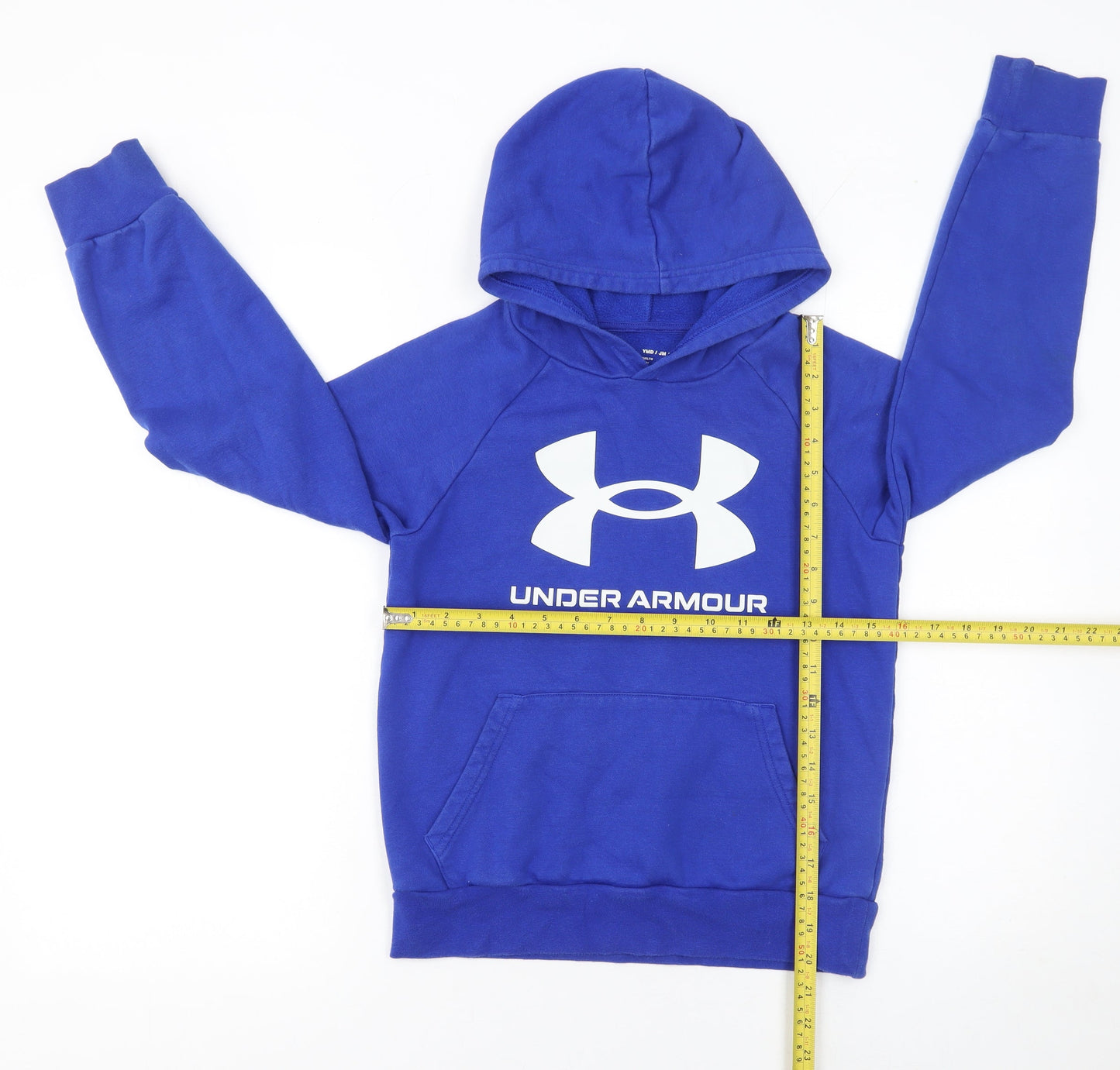 Under Armour Boys Blue Pullover Hoodie Size 10 Years Fleece Logo Sweatshirt