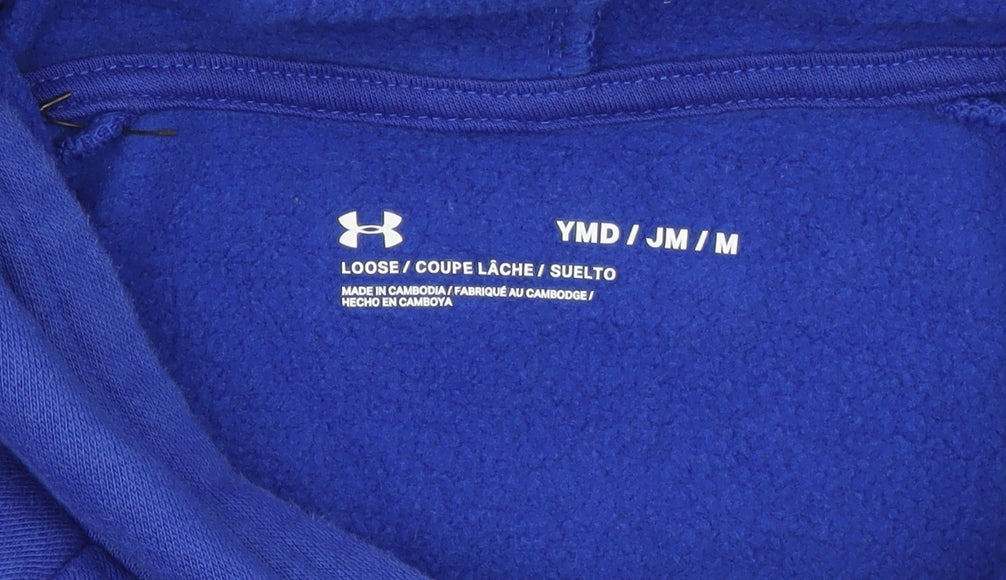 Under Armour Boys Blue Pullover Hoodie Size 10 Years Fleece Logo Sweatshirt