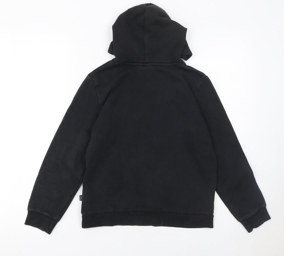 Puma Boys Black Graphic Logo Pullover Hoodie 11-12 Years Fleece Cotton