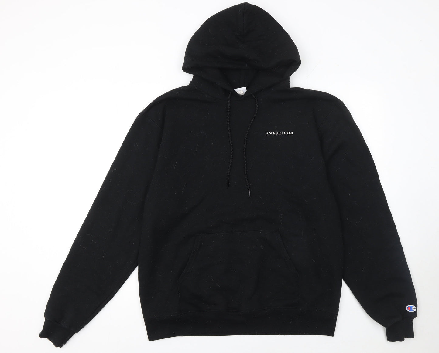 Champion Men's Black Pullover Hoodie Size L Fleece Sweatshirt