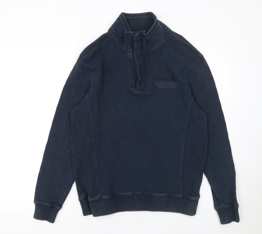 Armand Thiery Men's Blue M 1/4 Zip Cotton Knit Jumper