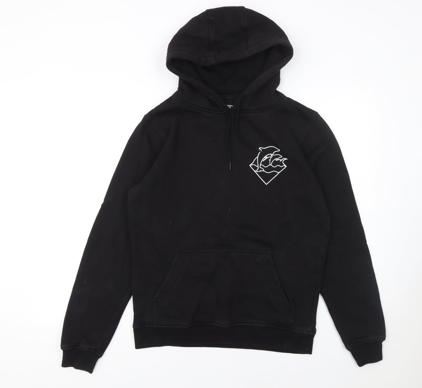 Pink Dolphin Men’s Black Pullover Hoodie S Graphic Logo Fleece