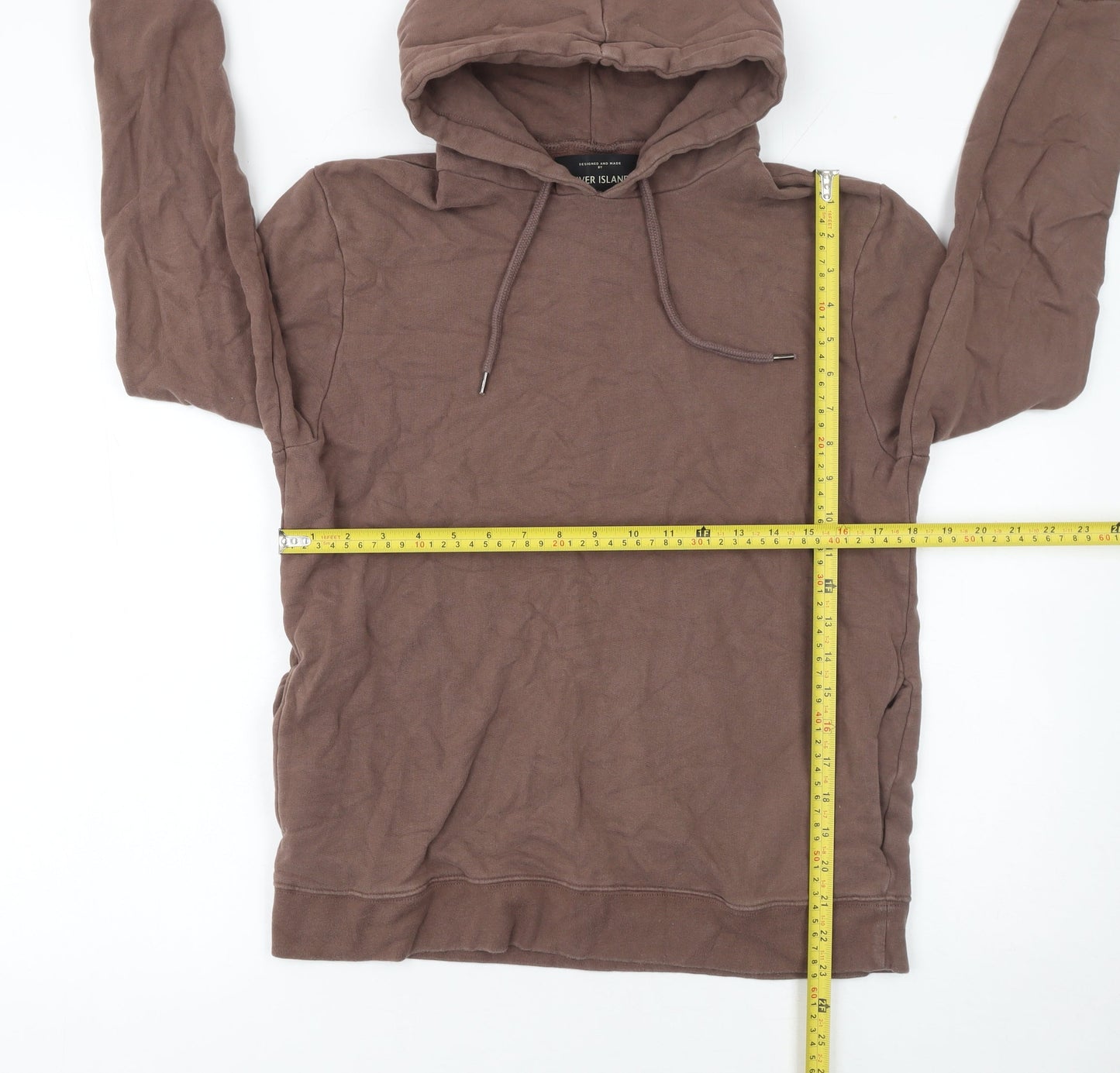 River Island Men’s Brown Pullover Hoodie Size S Cotton Casual
