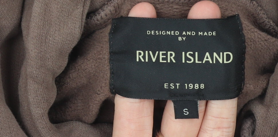 River Island Men’s Brown Pullover Hoodie Size S Cotton Casual