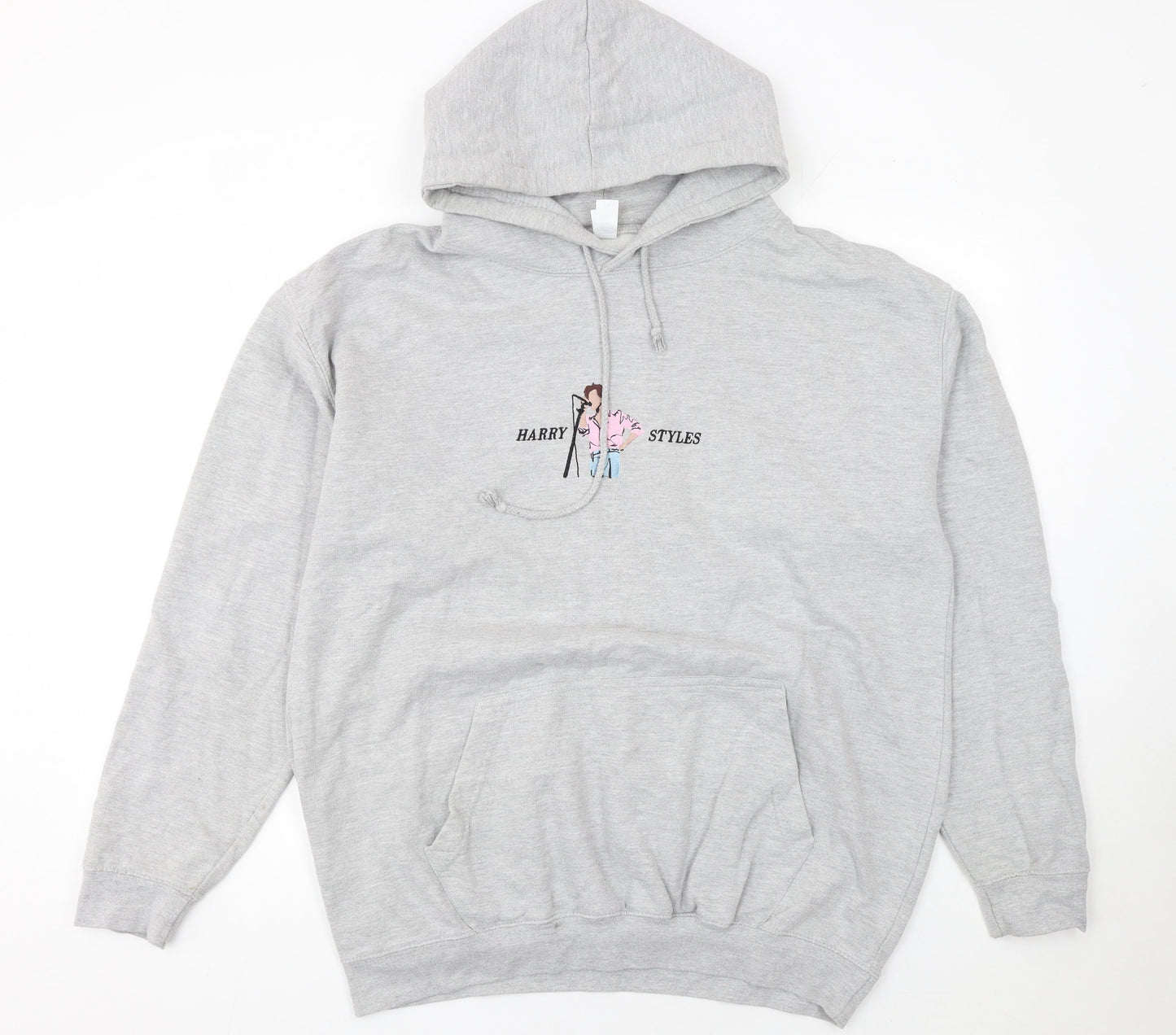 Just Hoods AWDis Women's Grey Harry Styles Graphic Pullover Hoodie XL