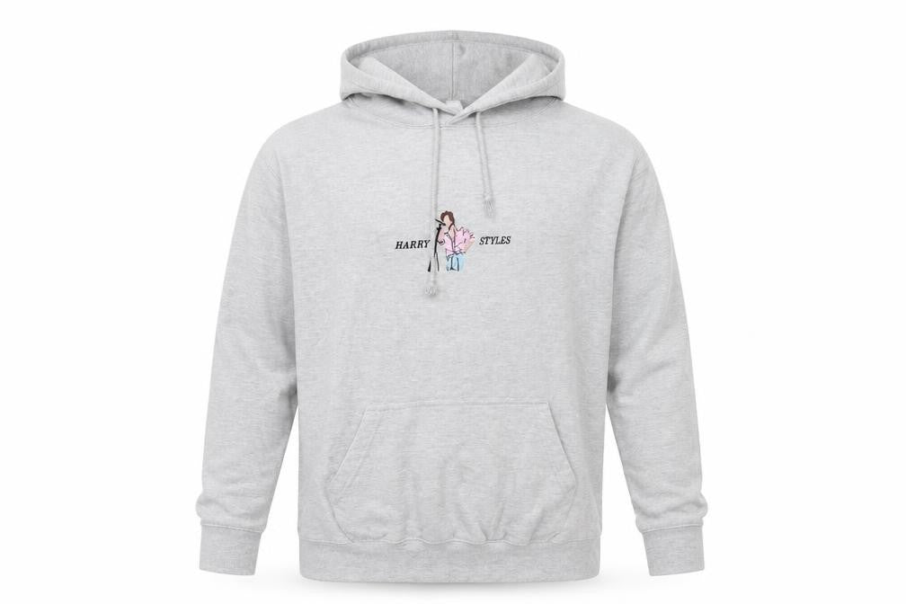 Just Hoods AWDis Women's Grey Harry Styles Graphic Pullover Hoodie XL