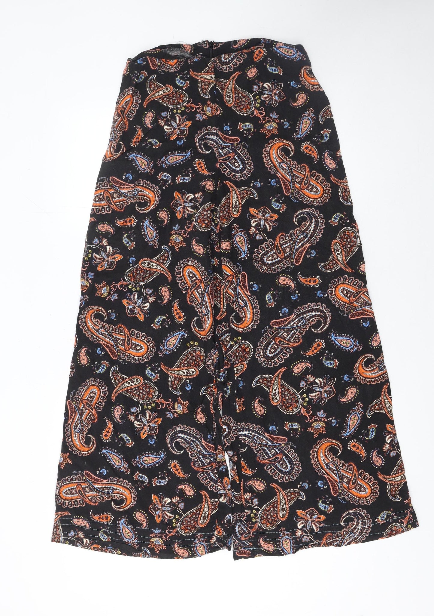 HI by Henry Holland Women's Black Paisley Wide-Leg Trousers Size 10