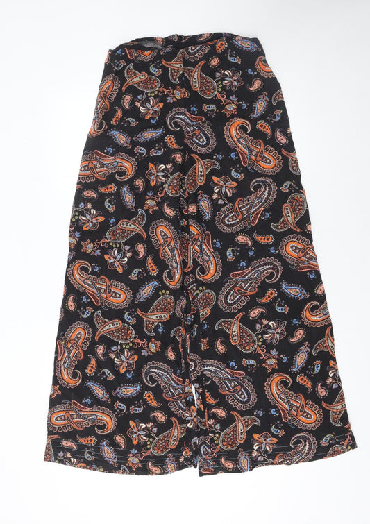 HI by Henry Holland Women's Black Paisley Wide-Leg Trousers Size 10