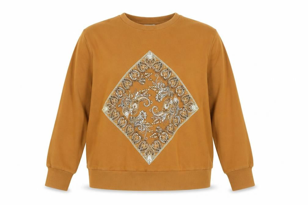 Simply Be Women’s Brown Paisley Graphic Pullover Sweatshirt Size 22
