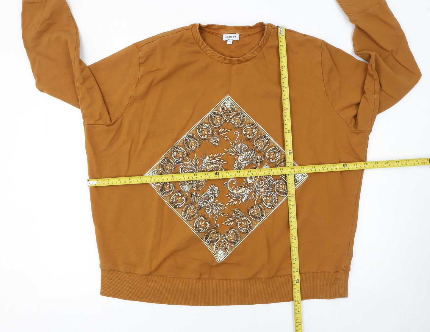Simply Be Women’s Brown Paisley Graphic Pullover Sweatshirt Size 22