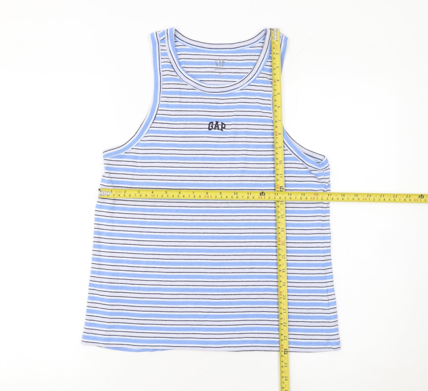 GAP Womens Blue Striped Cotton Jersey Tank Top XL