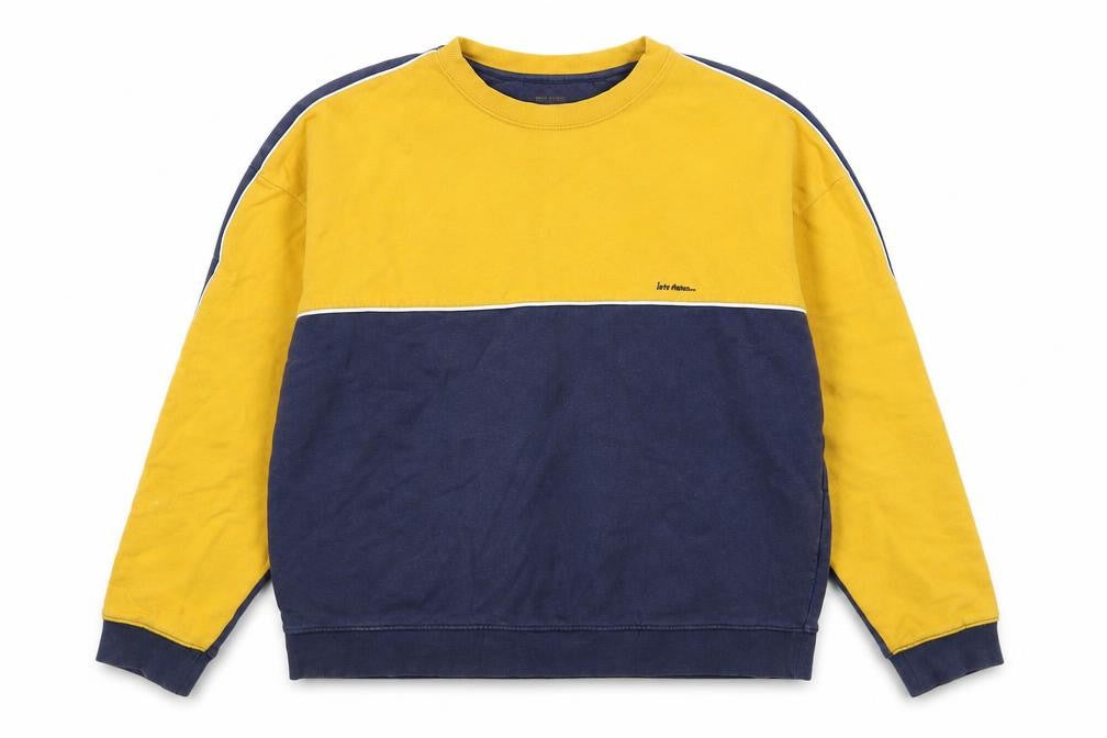 Urban Outfitters Men's Yellow Blue Colour Block Sweatshirt Size S