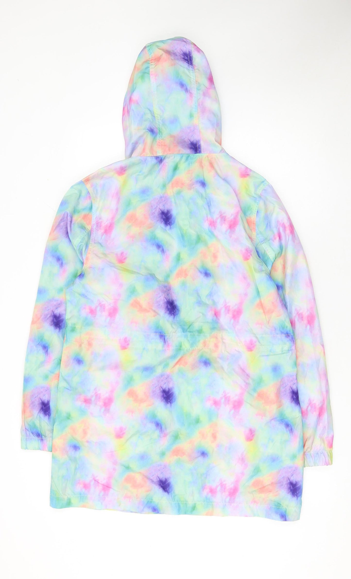 Brave Soul Womens Multicoloured Tie-Dye Hooded Windbreaker Jacket Size 12
