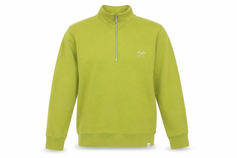 Wittering Surf Men Green S 1/4 Zip Pullover Sweatshirt