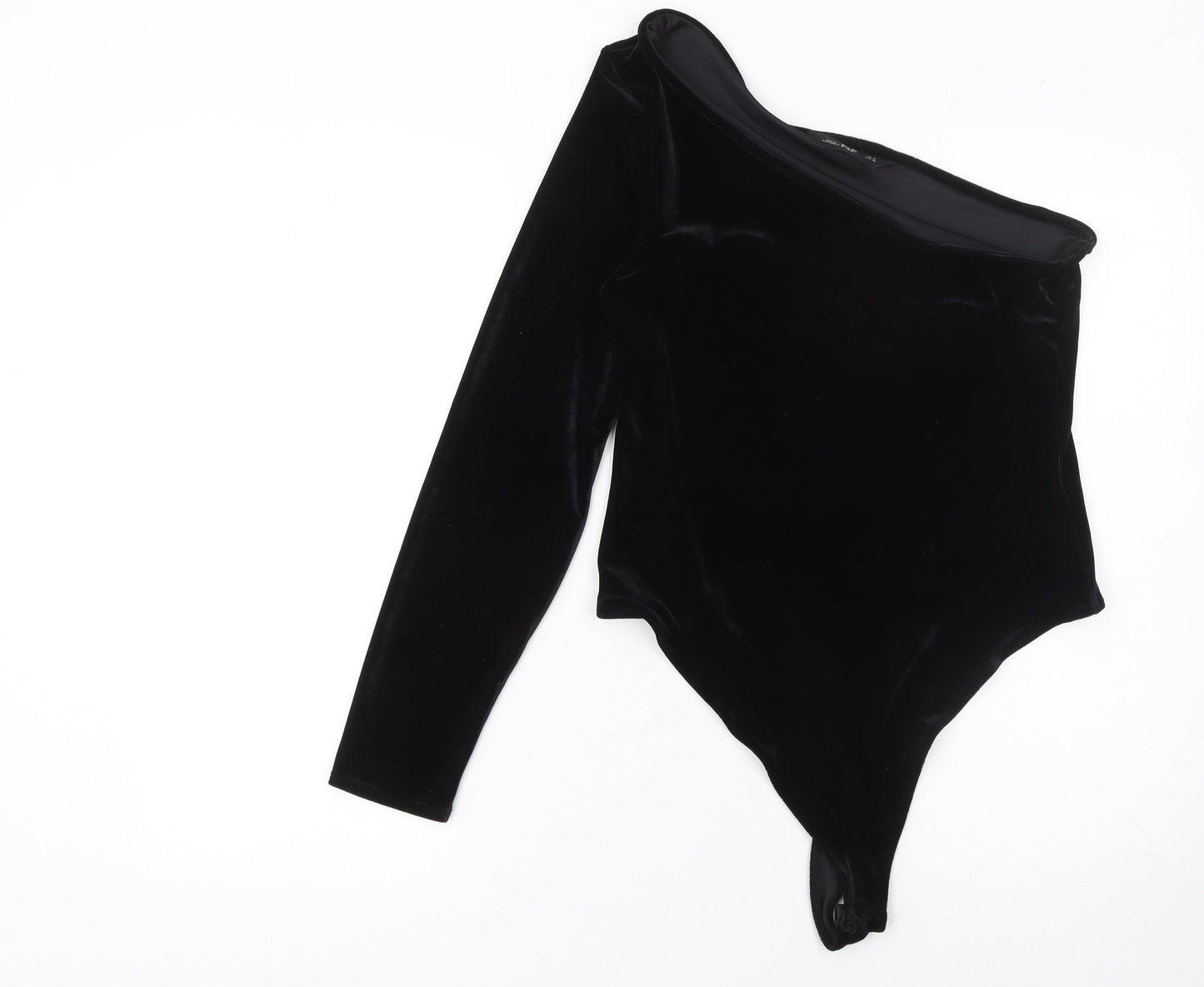 F&F Women’s Black Velvet One Shoulder Bodysuit UK 14
