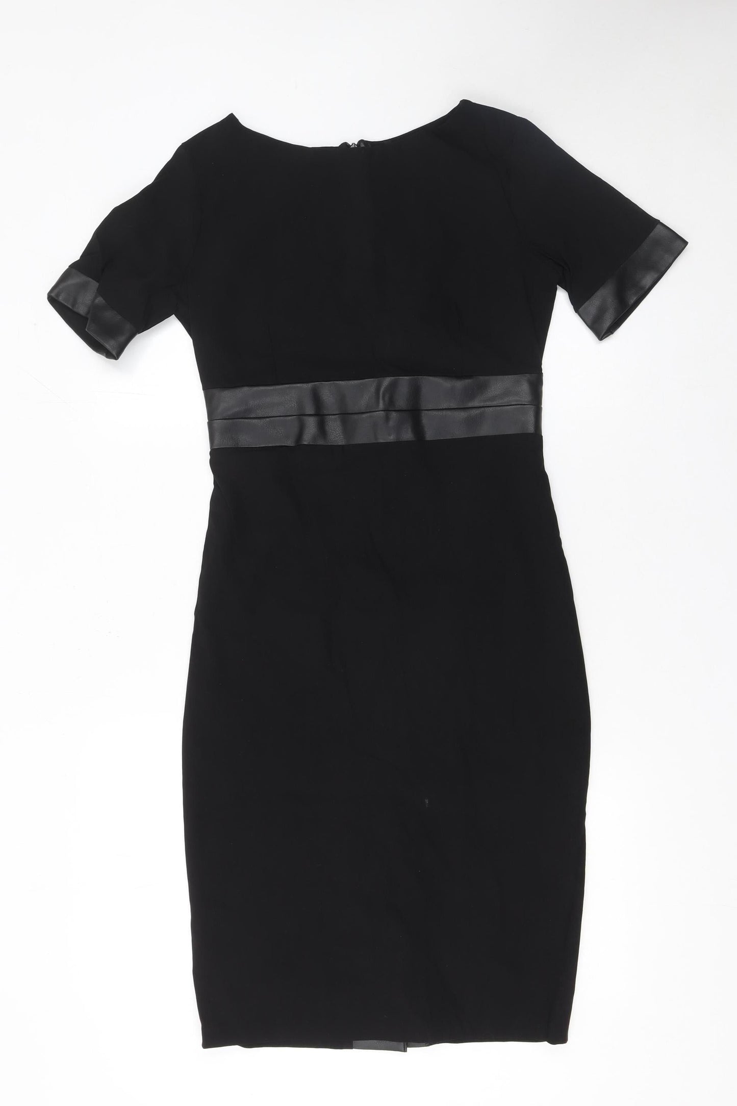 Vesper Women Black Size 12 Bodycon Pencil Dress Short Sleeve