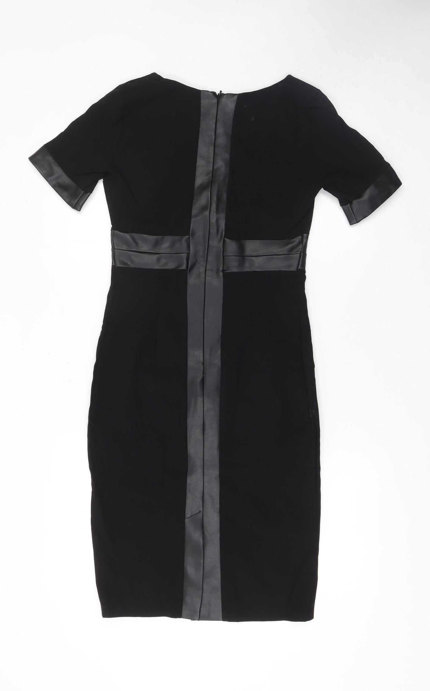 Vesper Women Black Size 12 Bodycon Pencil Dress Short Sleeve