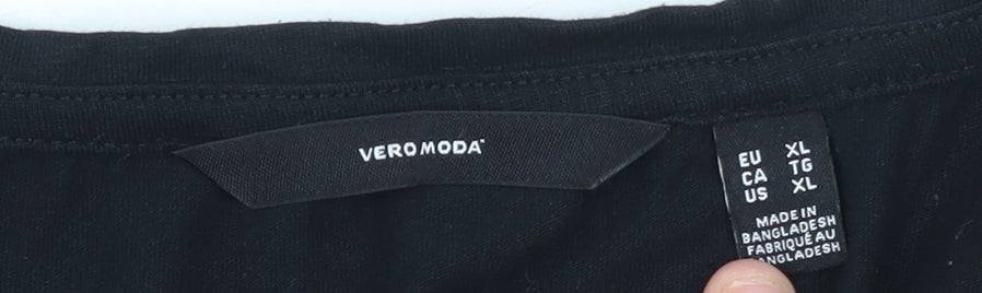Vero Moda Women's Black California Dreaming Graphic Sleeveless T-Shirt Size XL