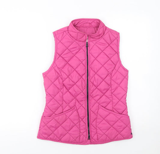 Joules Women's Pink Quilted Waistcoat Size 8 Full Zip Casual Gilet