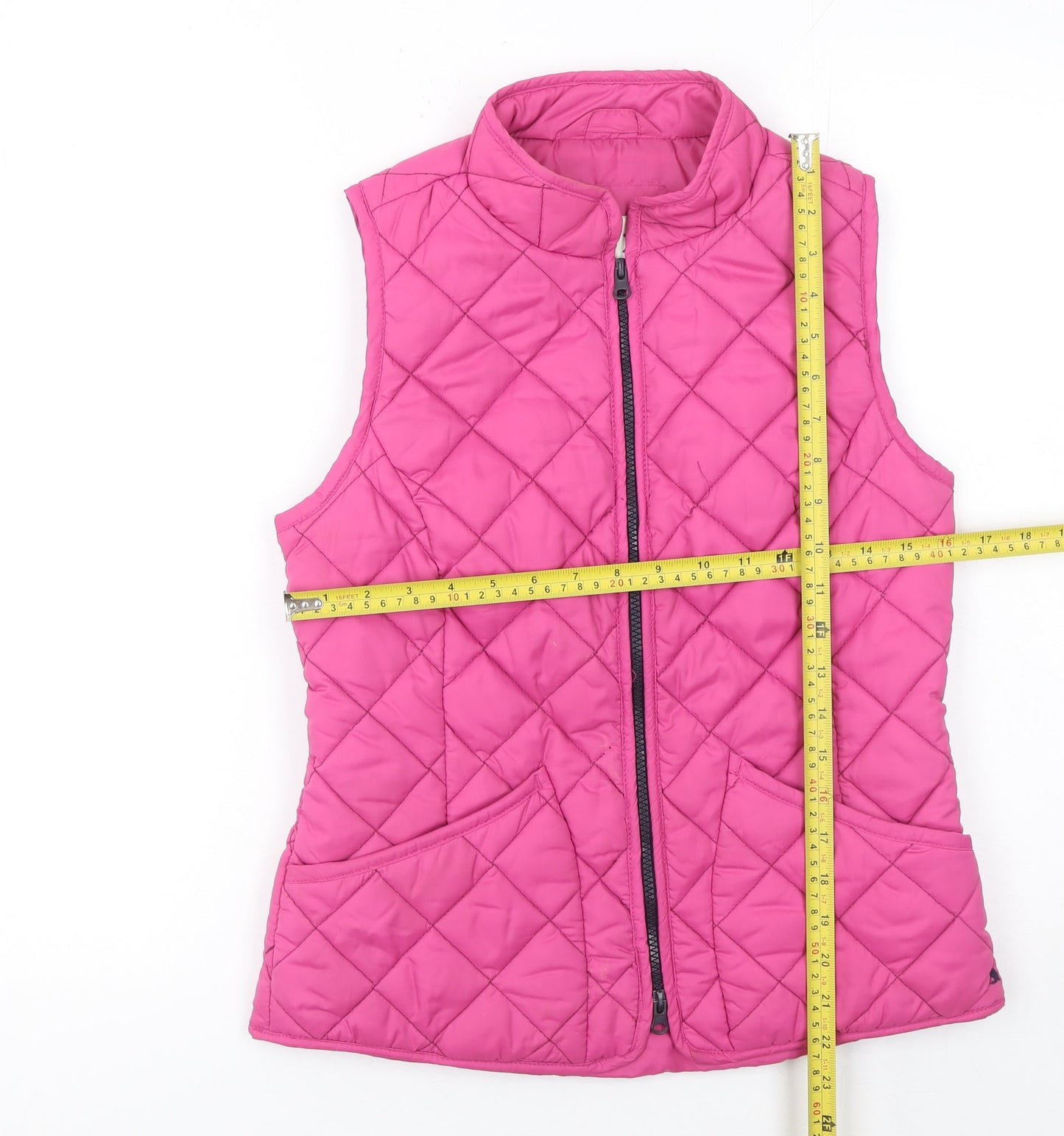 Joules Women's Pink Quilted Waistcoat Size 8 Full Zip Casual Gilet